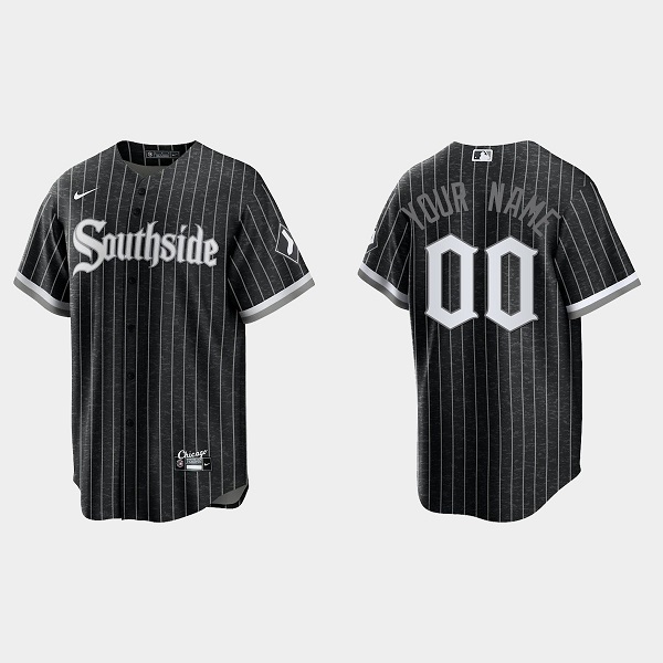 Men's Chicago White Sox Customized Black 2021 City Connect Cool Base Stitched Jersey